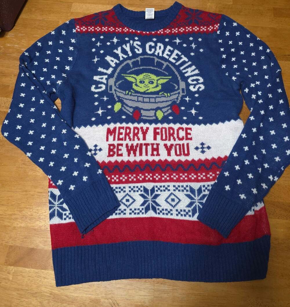 Star Wars Grogu Christmas Sweater Size 2XL/2XG Blue Ugly Holiday